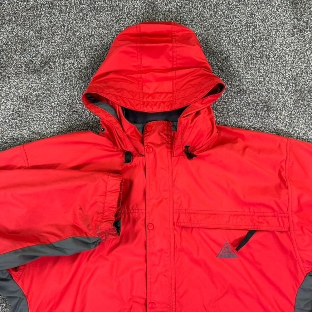 Vintage Nike ACG Red Hooded All Conditions Gear Jacket Mens XL Outdoor Coat 90's